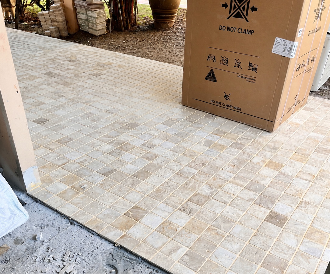 Travertine cobblestone close-up detail Mae Phim Klang Rayong